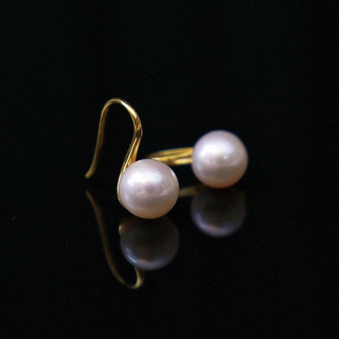 Freshwater White Pearl & Classic Hook Earrings - House Of Pearls